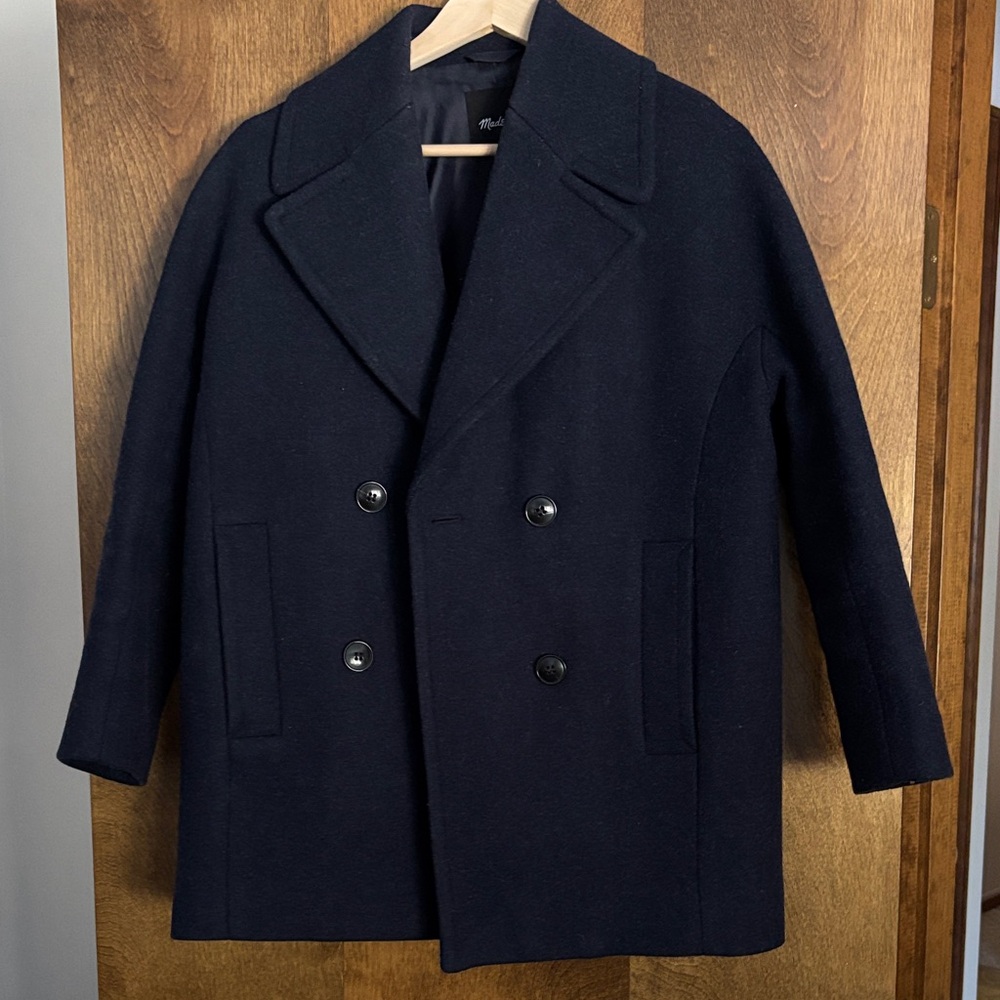 Madewell Navy Double-Breasted Coat